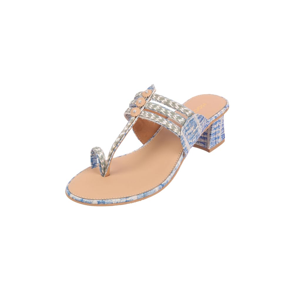 Mochi Women Blue Synthetic Leather Block Heel Ethnic Kolhapuri UK/7 EU/40 (32-821) (B0D9WCMJZL) Amazon Price History, Amazon Price Tracker