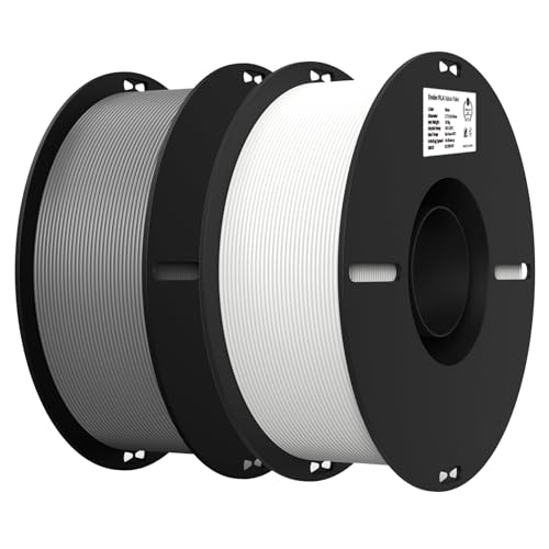 Creality 3D Printer Filament, PLA Filament 1.75mm Bundle for 3D Printing, Ender PLA Filament 3D Printers, No-Tangling, Strong Bonding & Overhang Performance, Accuracy +/- 0.02mm (White & Grey 2-Pack)