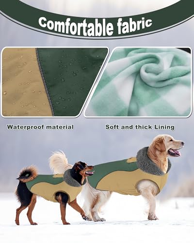 Doglay Dog Jacket Waterproof Dog Coat, Reflective Cold Weather Winter Coat, Adjustable Turtleneck Fleece Puppy Snow Jacket with Harness Hole for Small Medium Large Dogs - Image 6