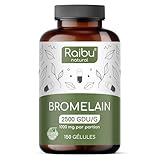 Raibu Bromélaïne Pure I 1000 mg (2.500 GDU/G) I 150 Gélules gastro-résistantes I Enzymes Digestives I Extrait Naturel d'Ananas I Vegan & Sans Additifs I Testé en Laboratoire en Europe