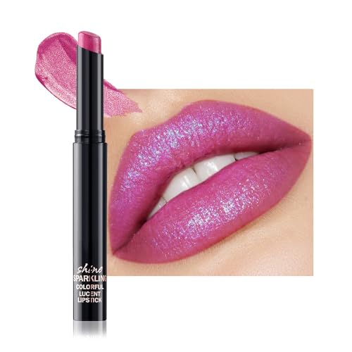 Lavender Purple Metallic Lipstick for Women,Lightweight Comfortable Non-Drying Shimmer Frosted