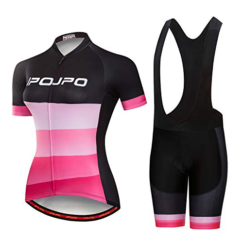 Women's Cycling Jersey, Short Sleeve and Summer Bib Padded Cycling Shorts Pink