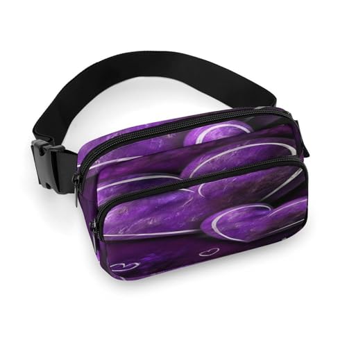 Sac banane léger running violet anti-ballottement sangle réglable