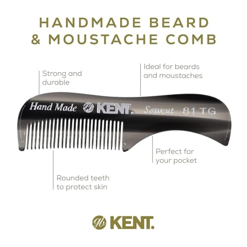 Kent Set Men's Hair Pocket Combs, Graphite 81T X-Small, FOT All Fine Tooth, R7t Double Toothed Fine and Coarse. Best Hair, Beard and Mustache Grooming Kit for Travel and Home Care, Handmade in England