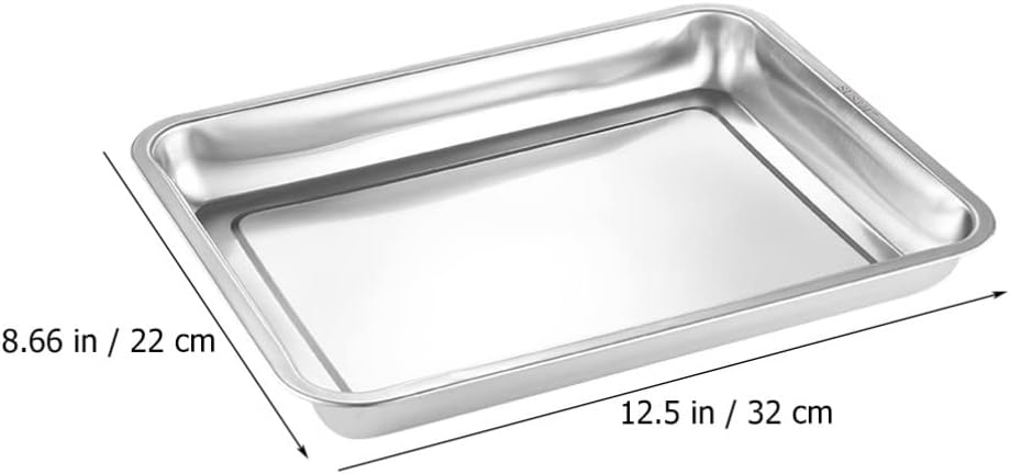 Yardwe 3pcs Stainless Steel Baking Tray Rectangular Food Serving Plates for Home Kitchen Outdoor and Bbq Use Design for Elegant Serving and Storage