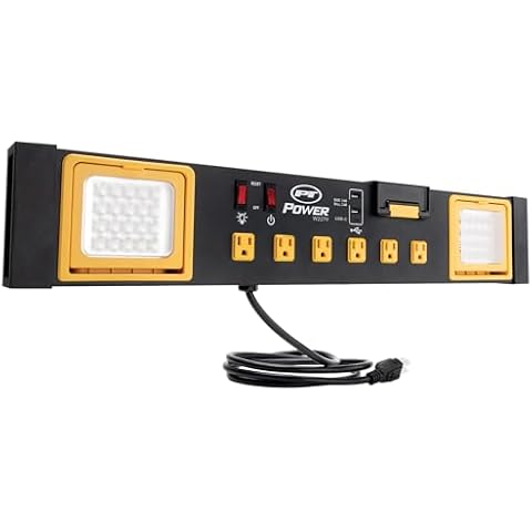 Performance Tool W2279 Commercial Grade Power Station with 6 Outlets, 2 USB Ports, Built-In Cradle, and LED Lights, Ideal for Workshops and Garages Cover