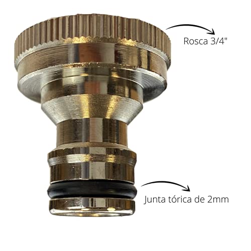 Grifo para jardín (1/2") con 2 salidas independientes , una de 3/4", con acople rápido para manguera y otra de rosca macho de 3/4" con grifo de esfera independiente. Fabricado en latón PN25. 10 Und