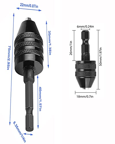 RZJZGZ Lot de 3 mandrins sans clé avec tige hexagonale de 6,35 mm – vue 2