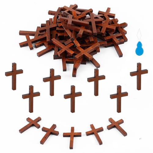Yomirduy 50 Pack Wooden Crosses Wall Crosses Small wooden Crosses for Crafts Small Crosses Easter Egg Fillers