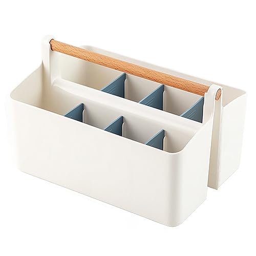 Art Caddy Organizer with Handle, Marker Organizer, Art Supply Storage Organizer with Adjustable Dividers, Portable Storage Bin for Craft Supplies Colored Pencils Makeups Tools Pen Holder for Desk