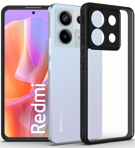 Image of KAPAVER Hybrid Clear Back Cover Case for Redmi Note 13 Pro | Protective Shockproof Cleare Hard PC Soft Flexible Black TPU Cover