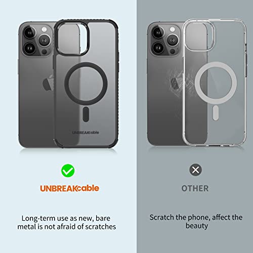 Image of UNBREAKcable Magnetic Case for iPhone 13 Pro Max, iPhone 13 Pro Max Case with MagSafe[Military Grade Shockproof] Translucent Matte Back& Soft Silicone Airbag Bumper for Apple 6.7 inch- Black