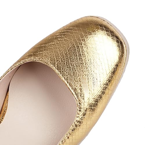 Women Platform Block High Heel Pumps Metallic Ankle Strap Closed Toe with Buckle Wedding Party Dress Shoes3