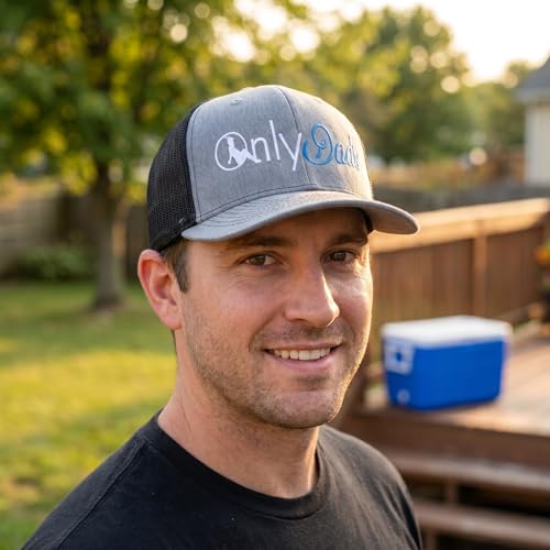Eachnice Only Dads Embroidered Trucker Hat Adjustable Cap Dad Hat for Men Father's Day Birthday Gift for Dad from Daughter Son (Black Black)