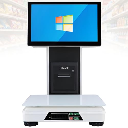 LMzythrop Caja Registradora Negocio Pequeña con Impresora 58mm,Pantalla Táctil 15,6' + Pantalla para Clientes 15,6',8+128GB,Resolución 1366 x 768,bascula Comercial con Múltiples Puertos