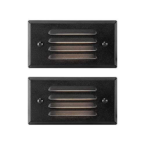 Gkoled 2-Pack Low Voltage Horizontal Louver Deck Lights With Mini Size Brass Landscape Spotlight #TOP1