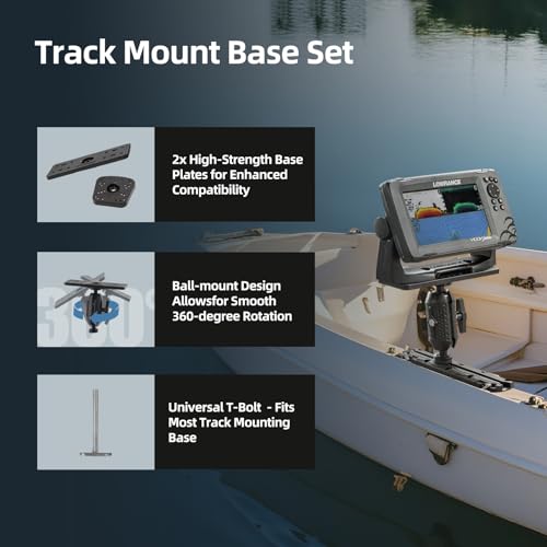 Image of HITORHIKE Kayak Fish Finder Mount with Transducer Arm Options Holds up to 9 inch Electronics Compatible with Garmin Lowrance Humminbird(Track Mount Base Set)
