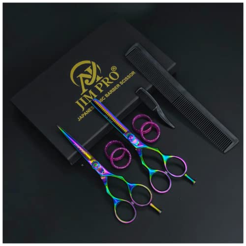 JIM PRO Hair Cutting Scissors Set, Professional Hairdressing Shears Set (Hair Beard Grooming Shears & Barber Thinning Scissors Set) for Men Women Pets Home Salon (MULTICOLOR) Set 6