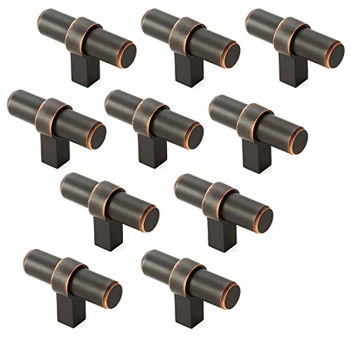 Cauldham 10 Pack Solid Kitchen Cabinet Bar Handle Pulls - Drawer/Door Hardware Knobs - Style B525 - Oil Rubbed Bronze