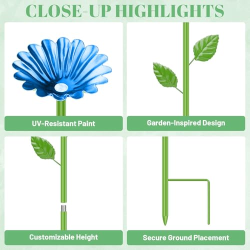 ZONSUSE Bienentränke für den Garten, Insektentränke für Bienen & Schmetterlingstränke, Metall Blume Wasserschale, Wetterfester Gartenstecker Deko Geschenk für Gärtner (4 Stück)