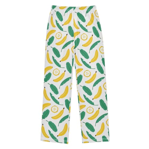 ZZXXB Banana and Leaves Boys Long Pants Soft Trousers Elastic Waist Kids Lounge Bottoms with Pockets S-XL