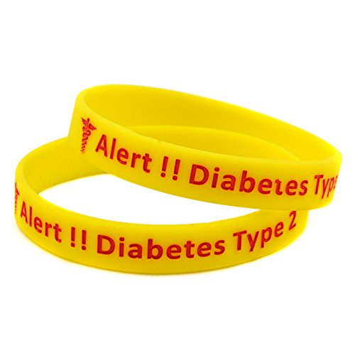 Mammoth SalesType 2 Diabetes Bracelet Insulin Dependent Medical Alert - Black, Blue, Pink, Yellow, Red