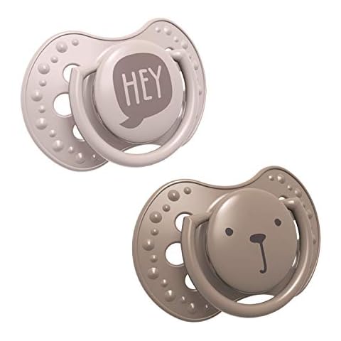 LOVI Soother 6-18 Months, Baby Dummies with Silicone Teat, Dynamic Tip, Hey Girl Collection, 2 Pieces, Brown Cover