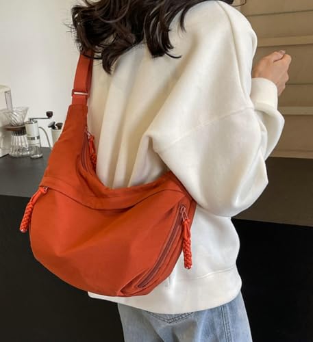 Image of Hobo Bag for Women Men Crescent Shoulder Bag Retro Nylon Canvas Crossbody Bag Slouchy Corduroy Dumpling Bag Purse | Retro