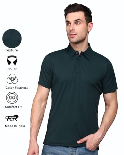 Image of INKKR Men Soild Polo Neck Texture T-Shirt