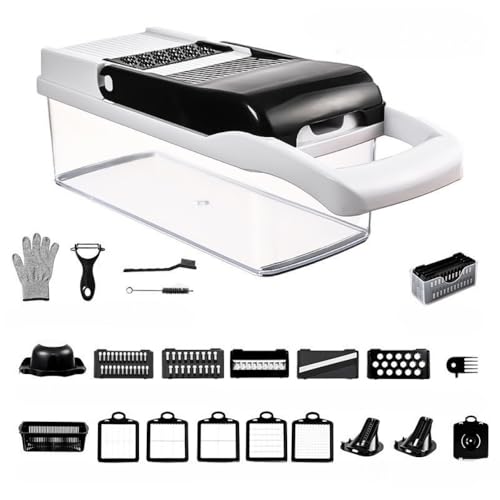 Apaeoflスライサー 多機能 野菜カッター 千切りスライサー 調理器具 セット 野菜スライサー 千切りすりおろし器 スライサー 千切り 千切りスライサー すりおろし器セット(White) (26点セット)