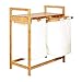Lumaland Cesto Portabiancheria con 2 Scomparti Estraibili in Bambù - Mobile Cesto Biancheria Salvaspazio - Cesto per Il Bucato con Mensola per il Bagno - 73 x 64 x 33 cm - Bianco