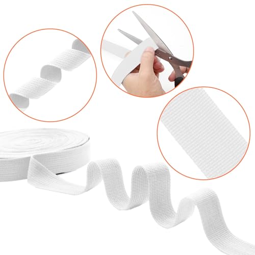 Mbsomnus 15M Gurtband Polypropylen Gurtband 25 mm Weiß Baumwolle Taschengurt Gurtbänder Wasserresistent Nylonband für Schneiden Nähen DIY Rucksack Gepäckgurten Handtaschen Hundeleinen