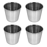 DIYEAH Taza de Café de Acero Inoxidable 50 Ml, Set de 4 Tazas Apilables Plateadas, Multiusos para Bebida y Leche, Adecuado para Hogar, Oficina y Restaurante