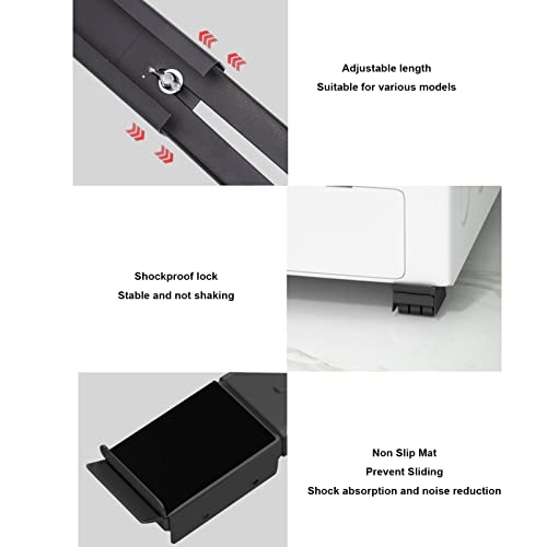 2 Sets Mobile Roller Bracket Furniture Raised Base Heavy Duty Extendable Appliance Rollers for Washing Machines Dishwashers(Black) - Image 4