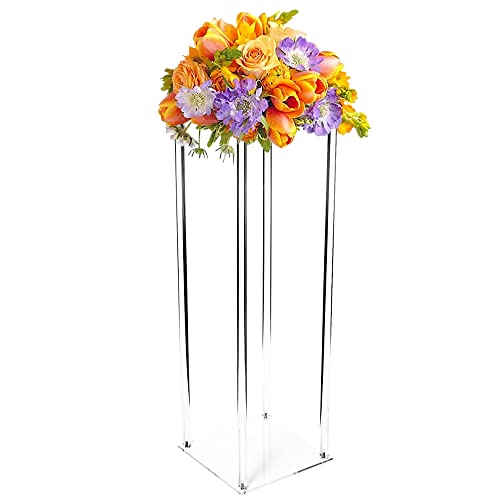 TFCFL Acrylic Wedding Flower Column, Wedding Flower Vase Stand Tabletop Decor Clear Display Rack Wedding Centerpiece Column Flower Stand Road Lead Stand for Wedding Road-Leading Home Decor (1PC)