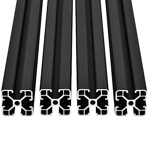 4PCS T Slot 4040 Aluminum Extrusion Profile 23.6'',European Standard Anodized Linear Rail for 3D Printer Parts and CNC DIY 600mm Black(23.6inch)