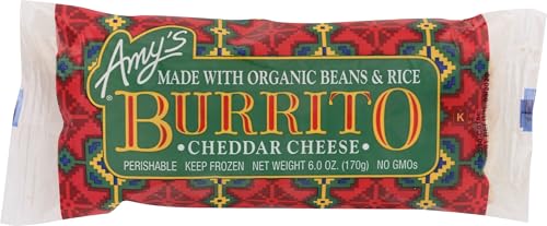 Amy's Frozen Cheddar Cheese Burrito, Made with Organic Beans and Rice, 6.0 Ounces