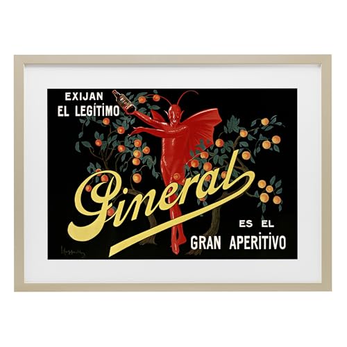 Poster vintage apéritif haut de gamme Leonetto Cappiello sous verre et cadre noir et blanc