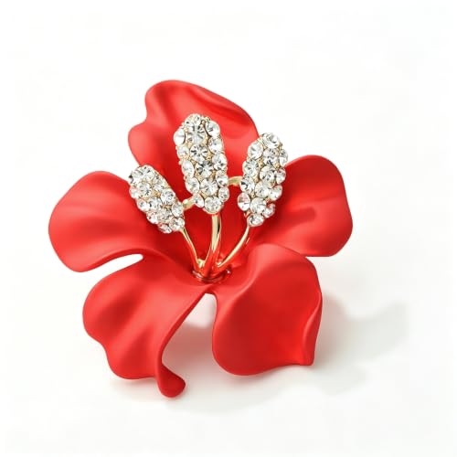 Image of Elegant Crystal Blooming Rose Flower Brooch Lapel Pin Breastpin for Women Birdal Cardigan Hat Scarf Suit Sweater Floral Pins