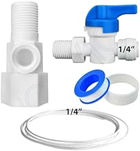 Konvio Neer Plastic Inlet Valve/Connector, 1/4" (6mm) Push Fit Connection, Teflon Tape with 1/4" Pipe For RO/UV/Water Filter Purifier (DV Set), White