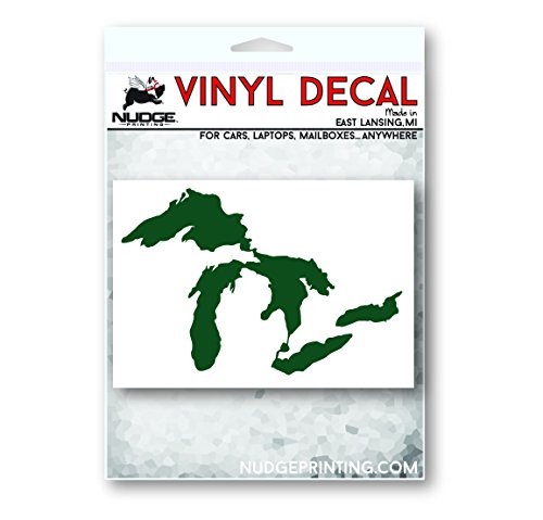 Image of Great Lakes Sticker Michigan Car Decal Premium Heavy-Duty Waterproof Vinyl for Bumpers, Windows, Laptops, Water Bottles or Coolers (Green, 4.75 inch Wide)