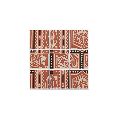 Carreaux céramique décoratif motif géométrique abstrait rouge 9 pièces