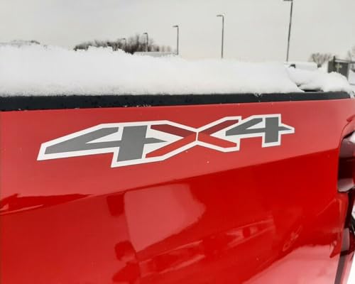 Image of 2Pc Z71 4x4 Decals Stickers Emblem Replacement for Silverado Patriotic Truck (Gray Red)
