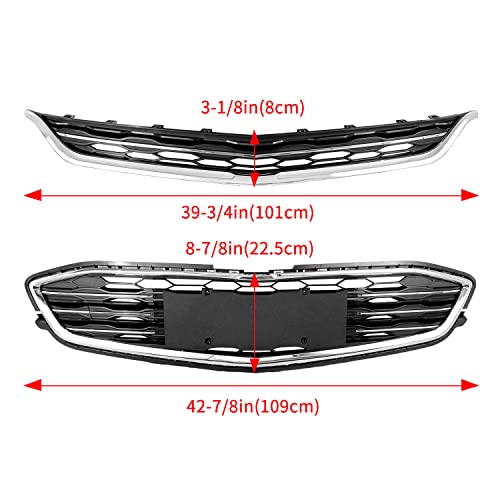 Matmacro Front Bumper Upper Lower Grille Compatible For Chevy Malibu Honeycomb Mesh Grill 2016 2017 2018 #TOP1