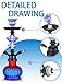 12'' Hookah Set 2 Hose Shisha Hookah Set With Everything - Modern Glass Vase, 50 Hookah Foil, 50 Hookah Tips (Blue)