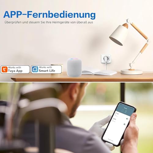 Jinvoo Smarte Steckdose, Smart WLAN Stecker, Alexa Steckdose, Energieüberwachung, kompatibel mit Alexa und Google, Smart Life, kein Hub erforderlich, 16 A, 2 Stück