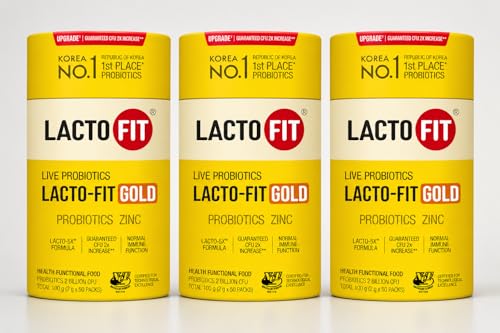 LACTO-FIT Gold Powder Sticks Yogurt & Grape Flavor Individual Stick Packs Single Serve Powder Travel Friendly (3 Pack)