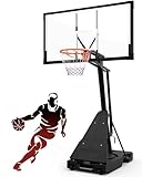 PIZZELLO Basketball Hoop Outdoor 52 Inch Shatterproof PC Backboard, 4.36-10FT Stepless Adjustable Height, Portable Basketball Hoop for Kids/Teens/Adults in Backyard, Driveway and Indoor