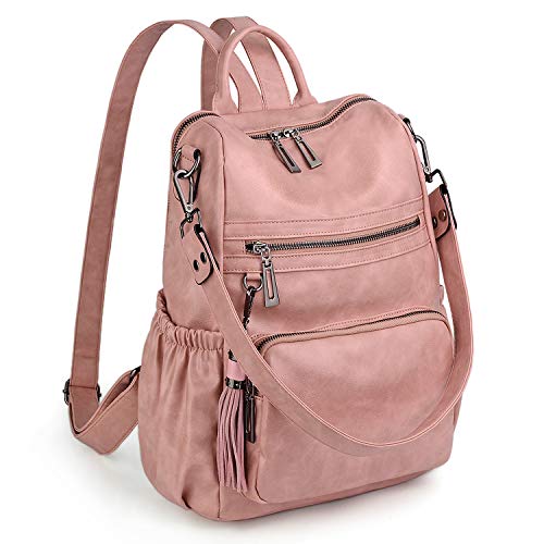 Image of UTO Women Backpack Purse Leather Vegan Ladies Fashion Designer Rucksack Convertible Travel Shoulder Bag with Tassel