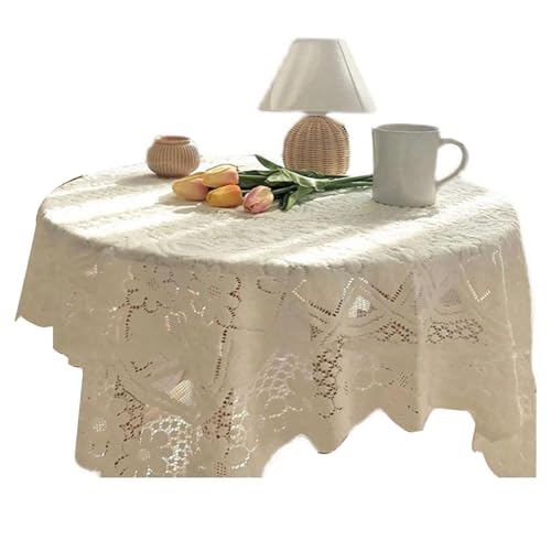 Gsycle Nappe en Dentelle, Nappe Romantique Simple Vintage, Douce, Artisanale, Couverture de Table pour Table à thé, Table de Pique-Nique, Salle à Manger (60 * 60 cm)